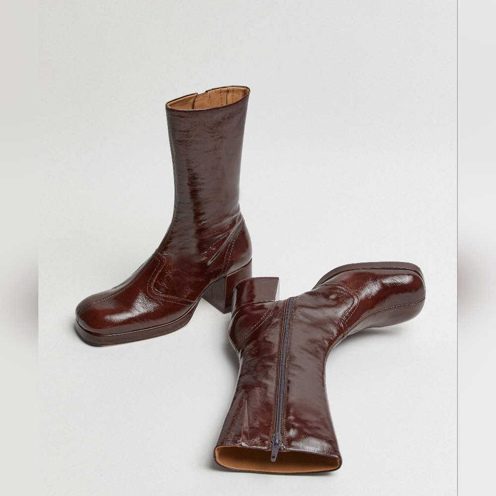 MIISTA Cass Boots Brown Patent Leather 41